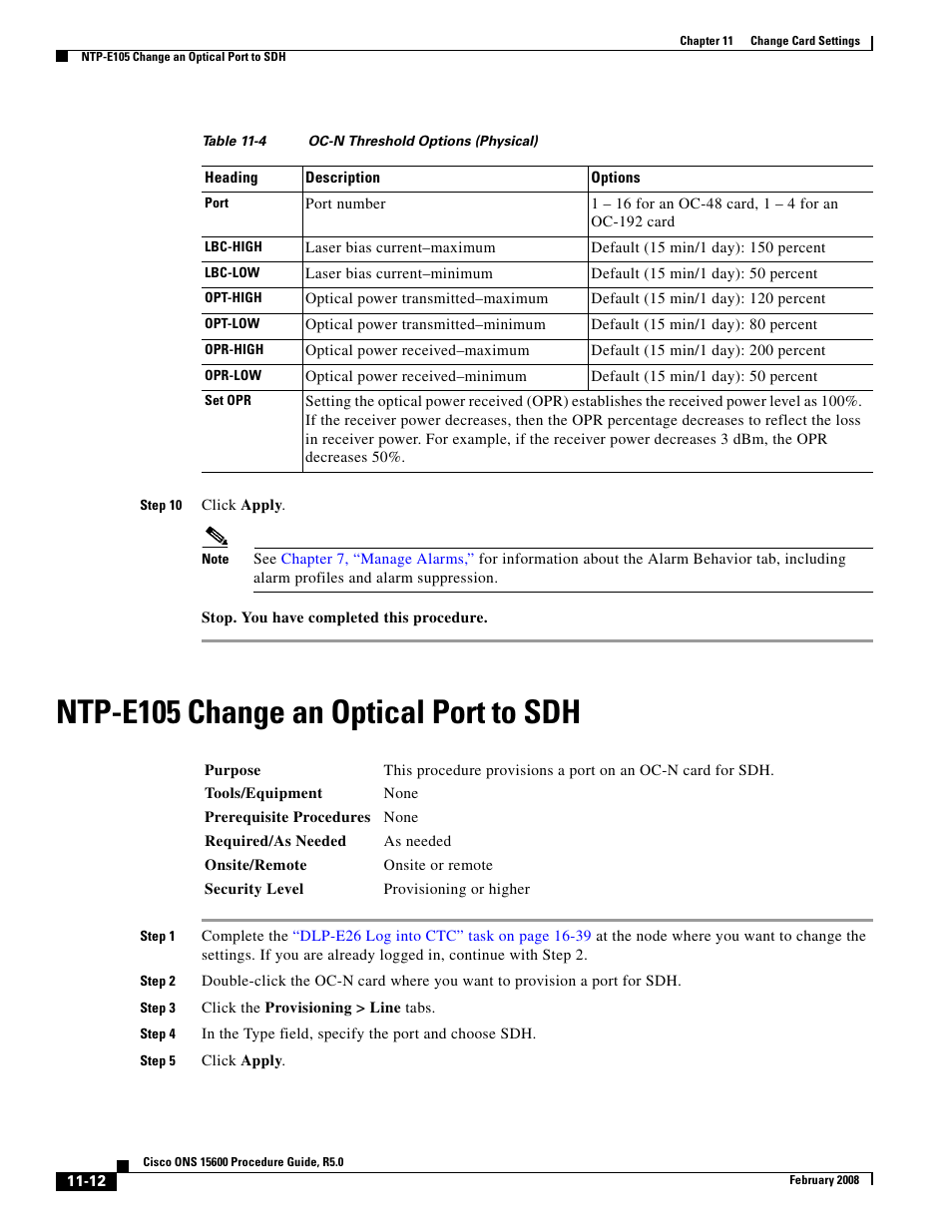 As n, Ntp-e105 change an optical port to sdh | Cisco ONS 15600 User Manual | Page 12 / 14