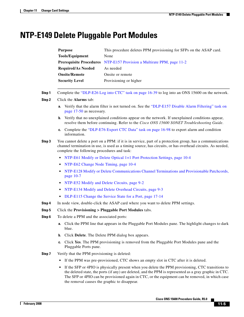 As needed, com, Ntp-e149 delete pluggable port modules | Cisco ONS 15600 User Manual | Page 5 / 14