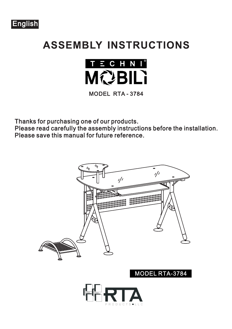 RTA Products RTA-3784 User Manual | 14 pages