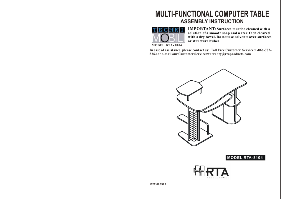 RTA Products RTA-8104 User Manual | 5 pages