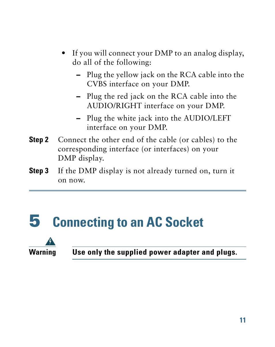 5 connecting to an ac socket, Connecting to an ac socket | Cisco 4305G User Manual | Page 11 / 28