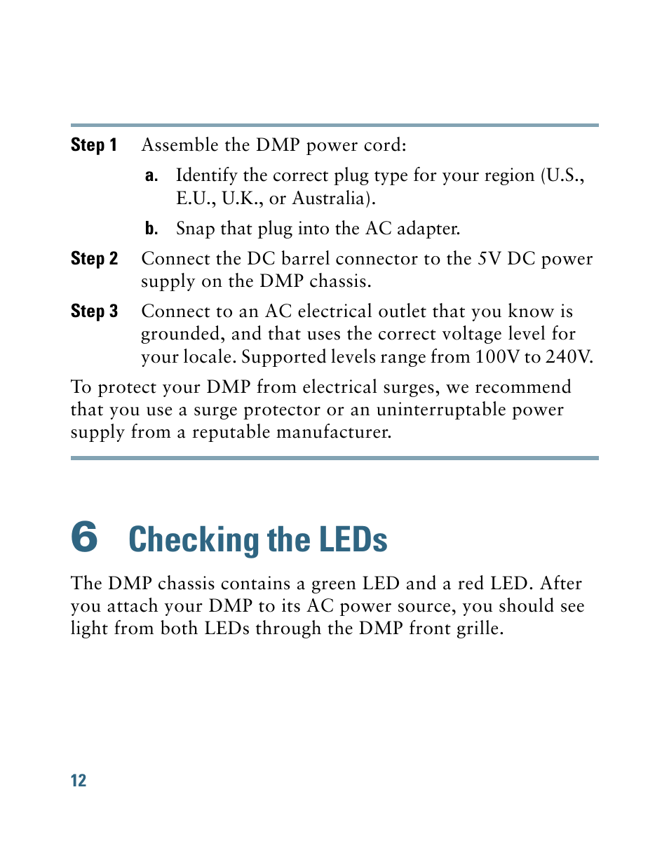 6 checking the leds, Checking the leds | Cisco 4305G User Manual | Page 12 / 28