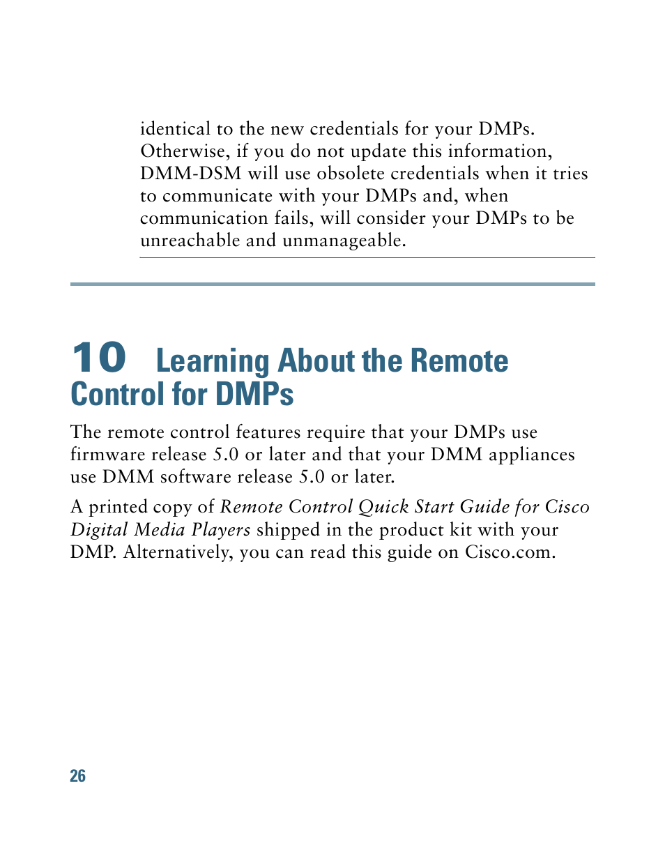 10 learning about the remote control for dmps, Learning about the remote control for dmps | Cisco 4305G User Manual | Page 26 / 28