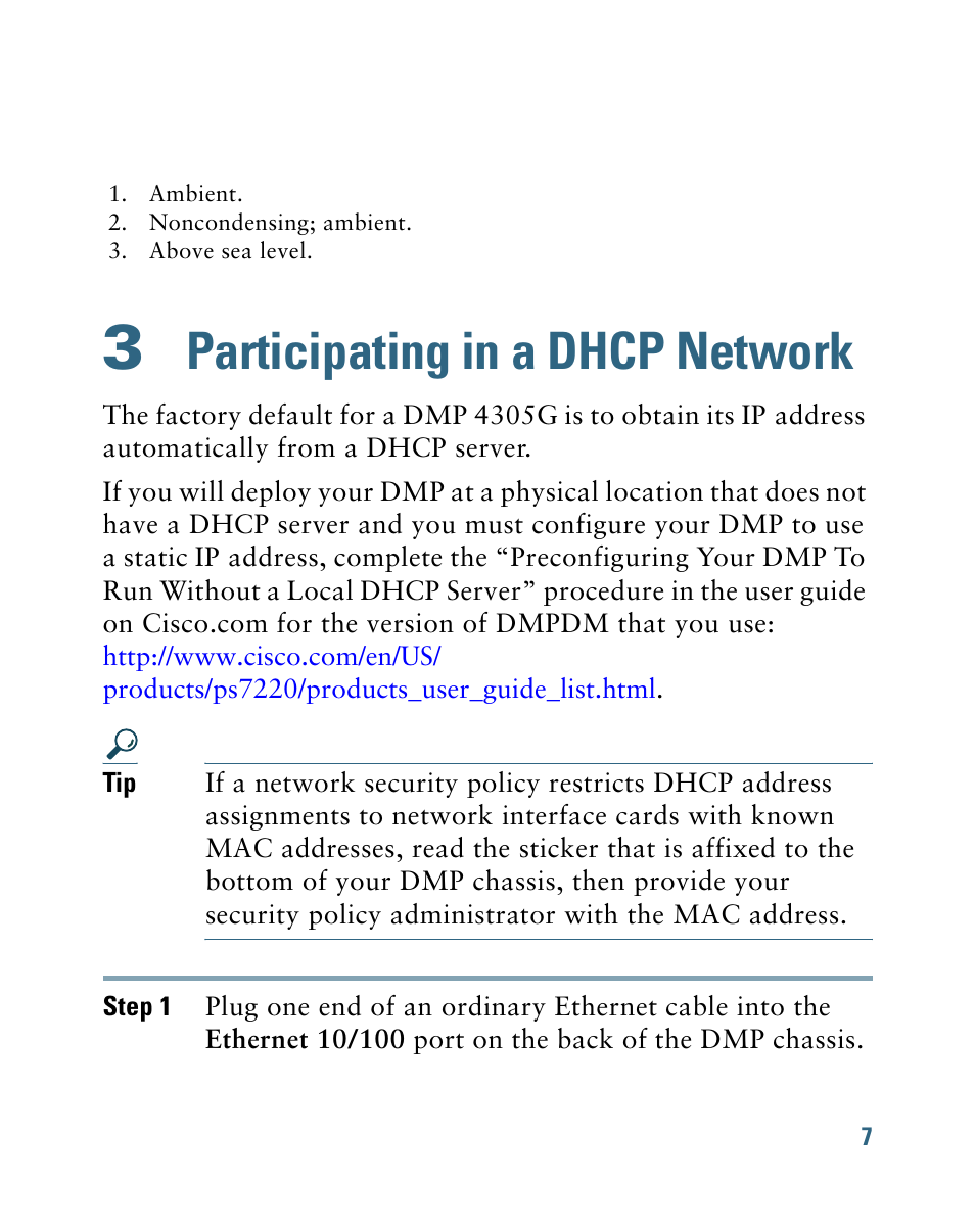 3 participating in a dhcp network, Participating in a dhcp network | Cisco 4305G User Manual | Page 7 / 28