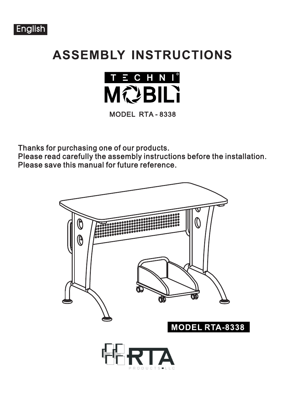 RTA Products RTA-8338 User Manual | 9 pages