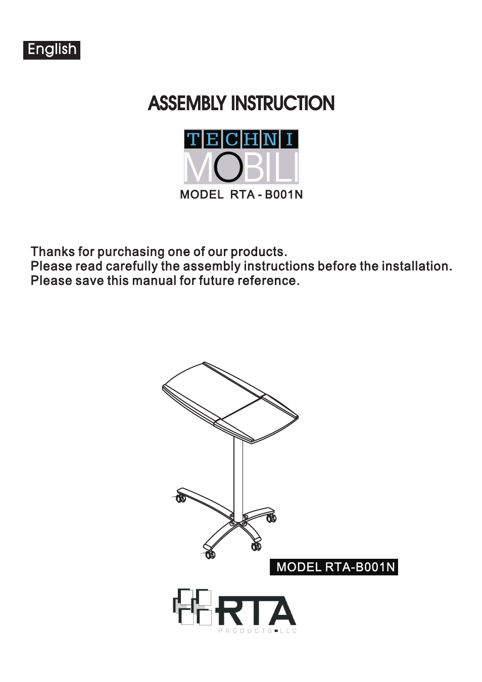 RTA Products RTA-B001N User Manual | 14 pages