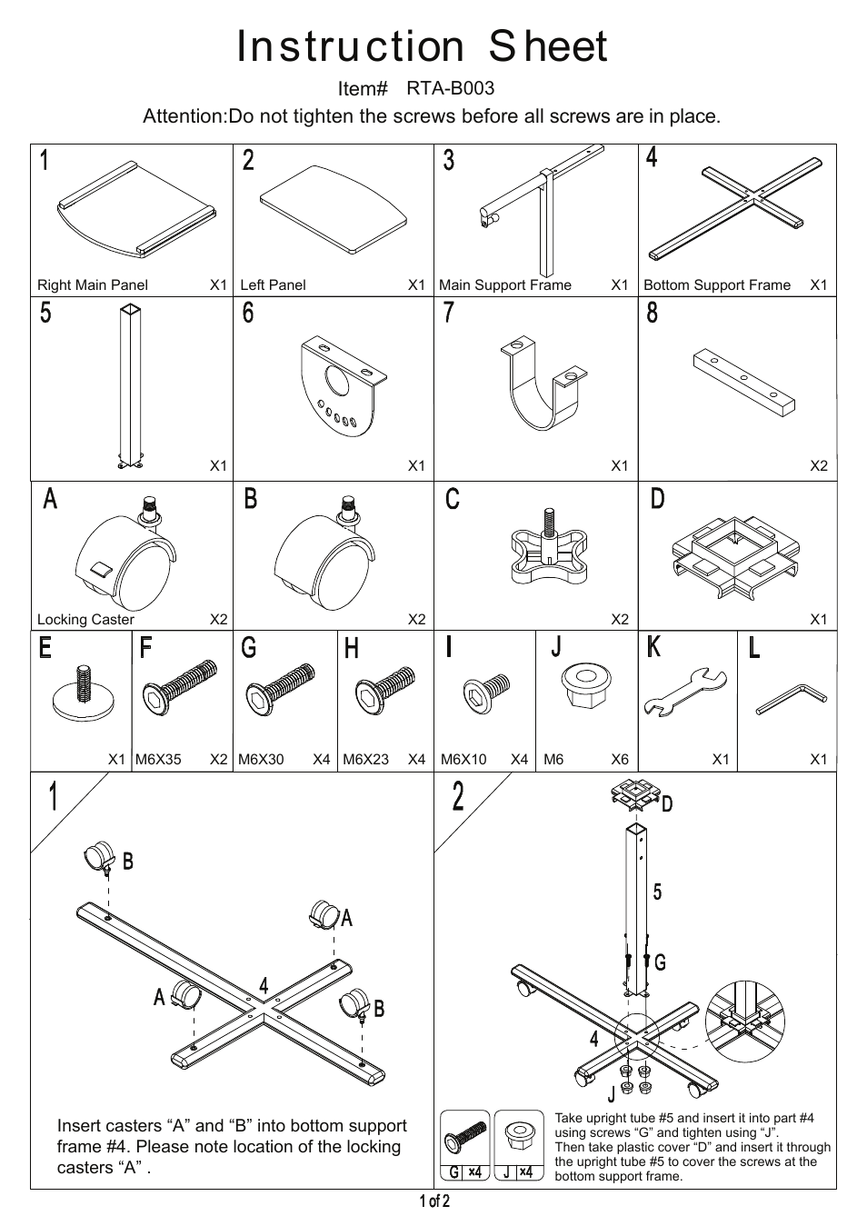 RTA Products RTA-B003 User Manual | 4 pages