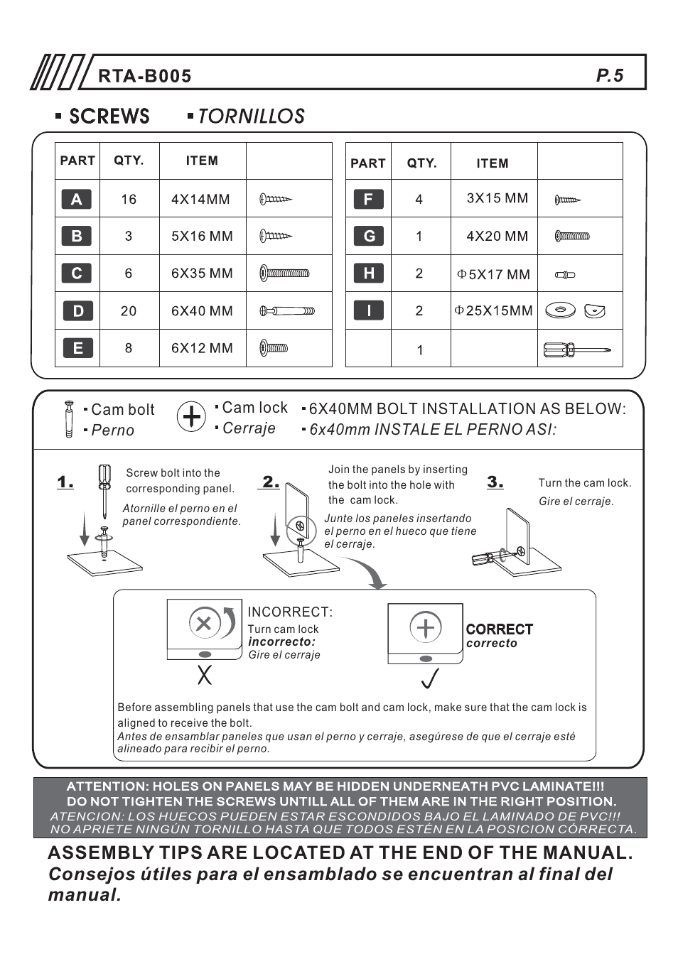 RTA Products RTA-B005 User Manual | Page 5 / 15