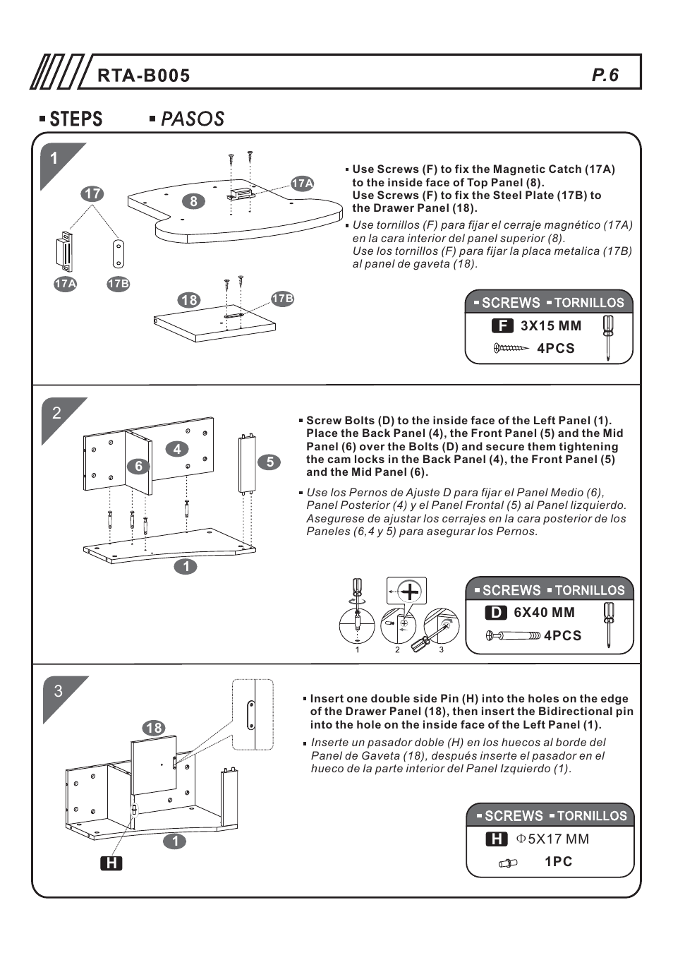 RTA Products RTA-B005 User Manual | Page 6 / 15