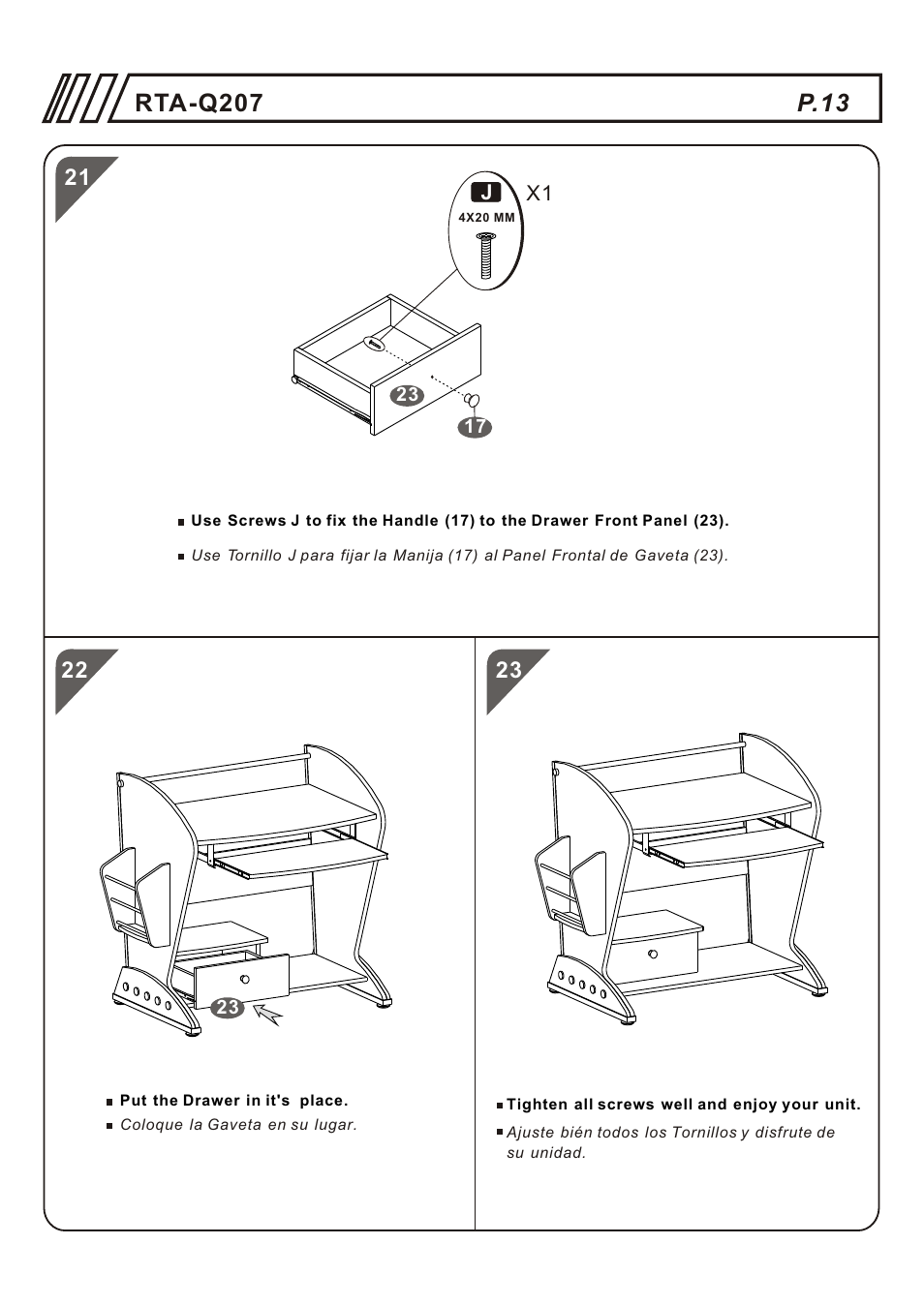 RTA Products RTA-Q207 User Manual | Page 13 / 15