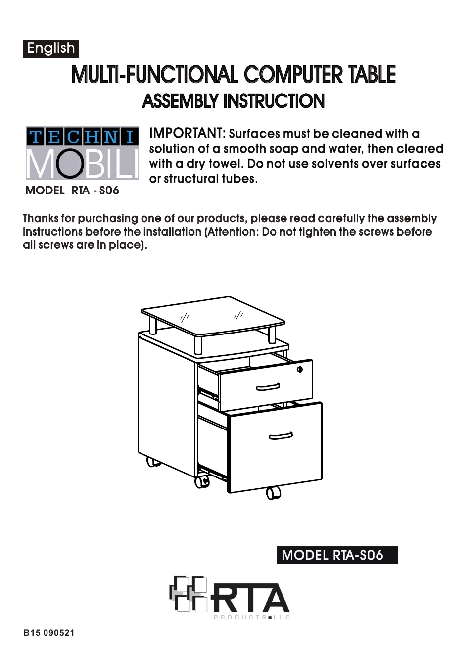 RTA Products RTA-S06 User Manual | 18 pages