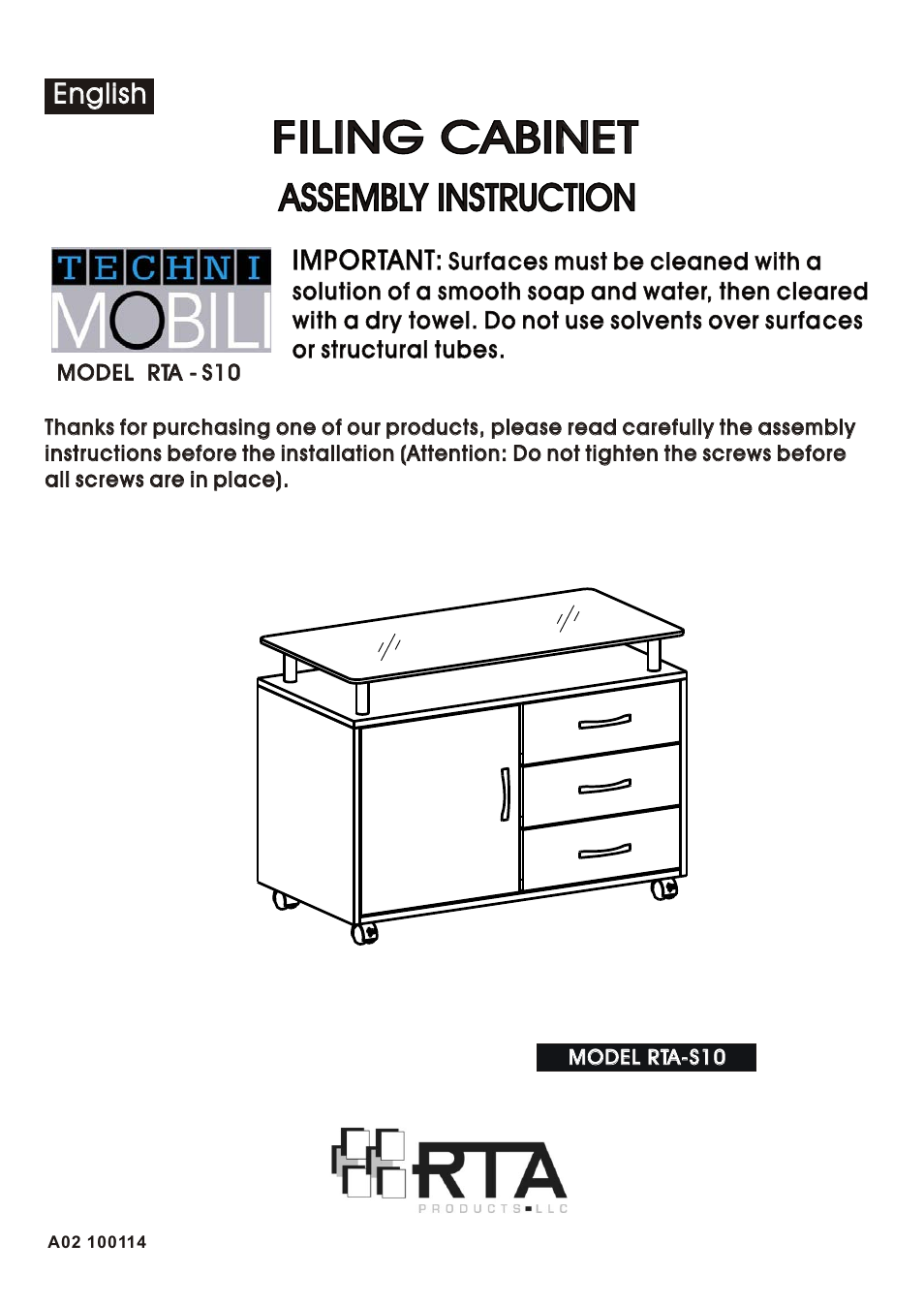 RTA Products RTA-S10 User Manual | 11 pages