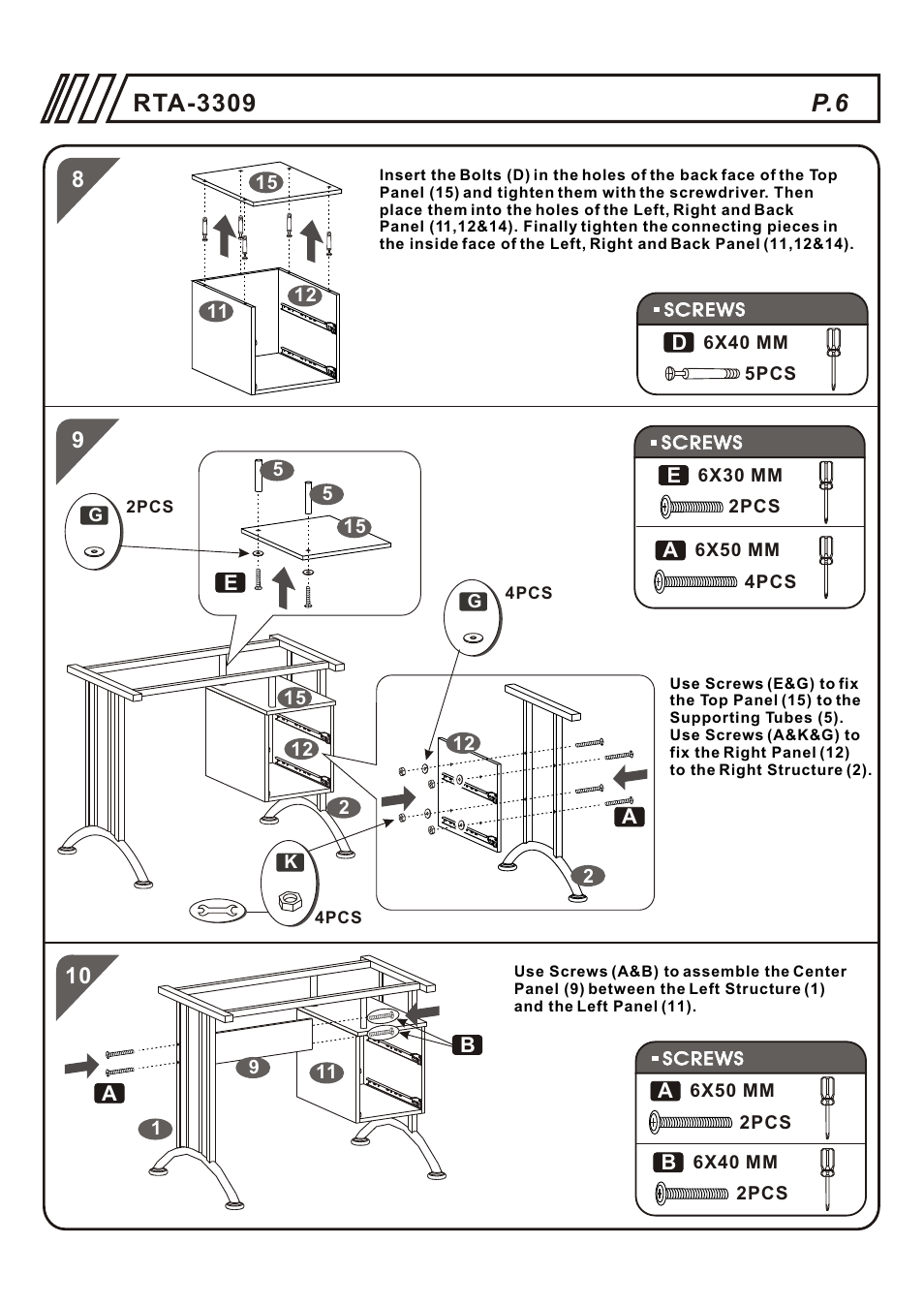 RTA Products RTA-3309 User Manual | Page 6 / 10