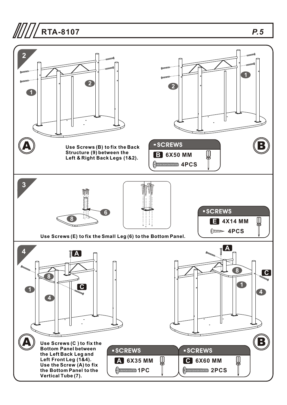 RTA Products RTA-8107 User Manual | Page 5 / 10
