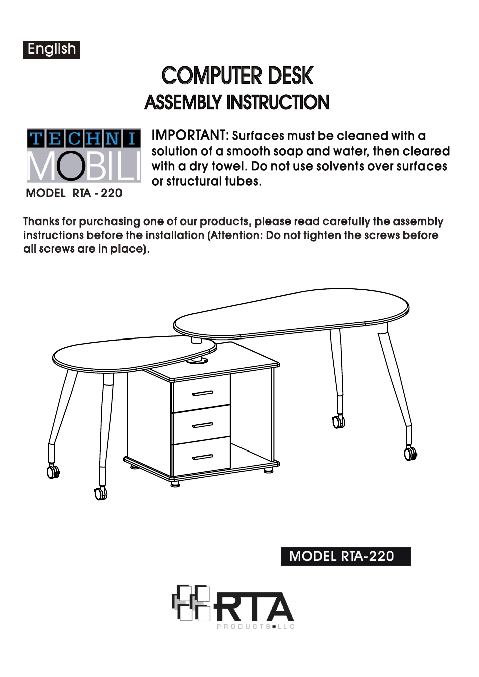RTA Products RTA-220AB User Manual | 12 pages