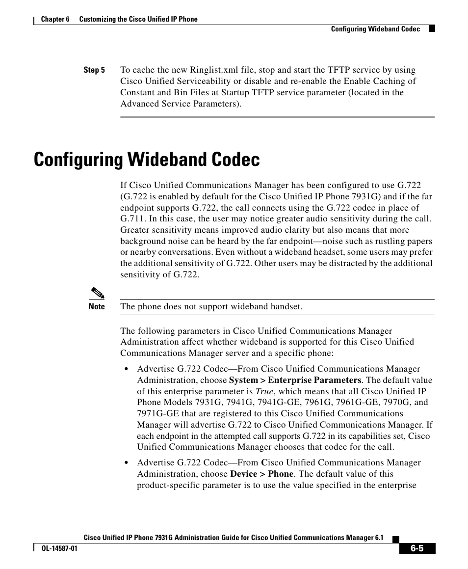 Configuring wideband codec | Cisco UNIFIED 7931G User Manual | Page 5 / 10