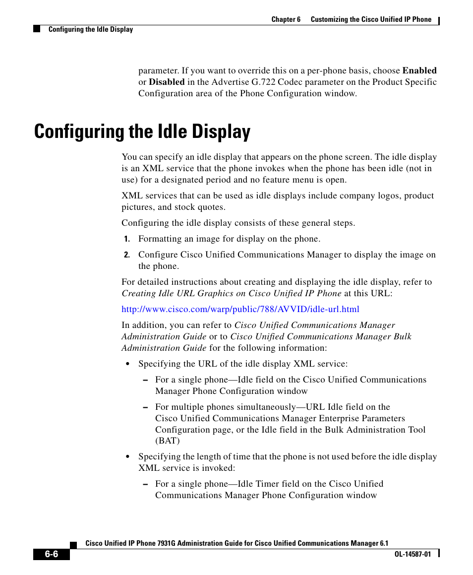 Configuring the idle display | Cisco UNIFIED 7931G User Manual | Page 6 / 10