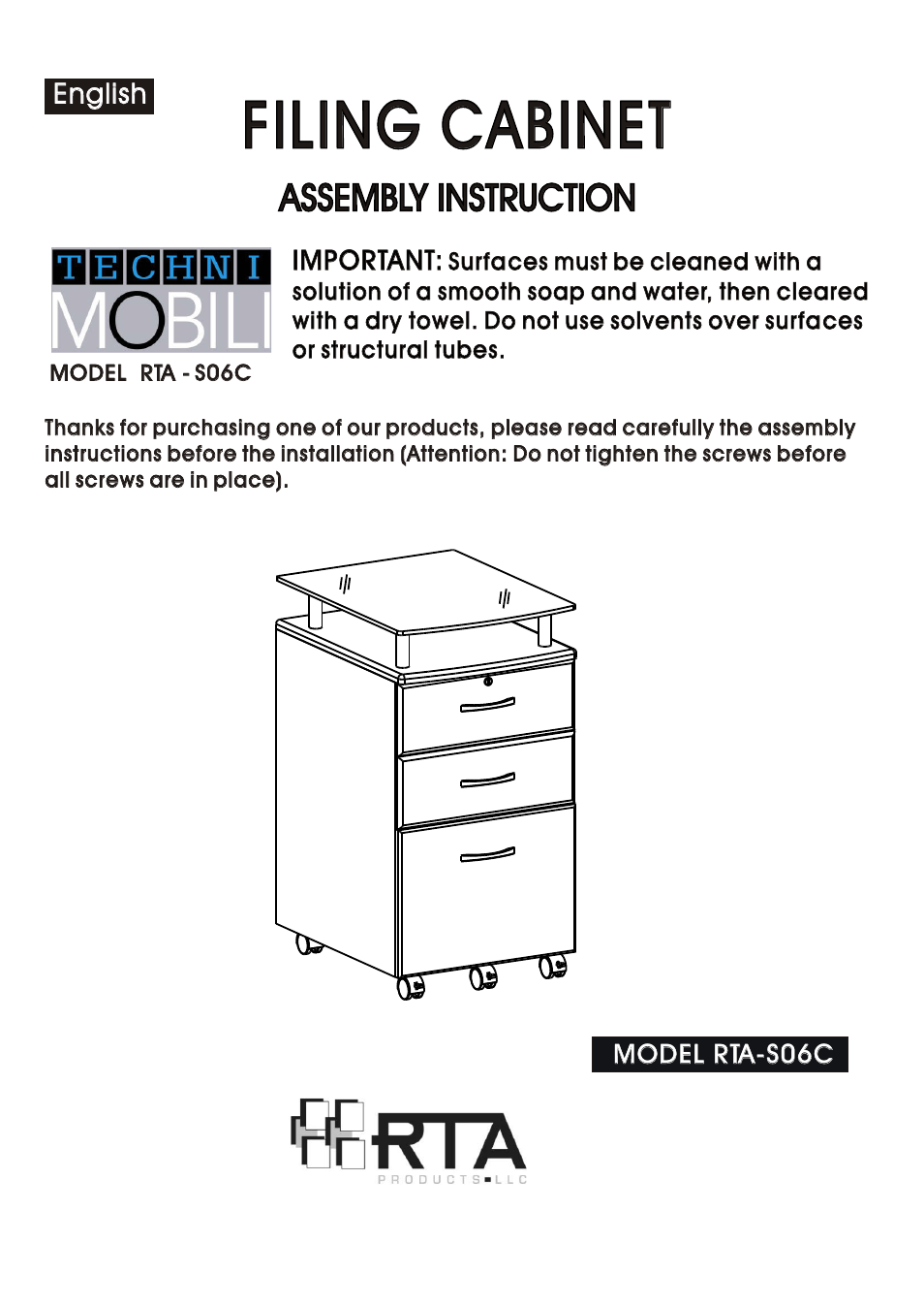 RTA Products RTA-S06C User Manual | 11 pages