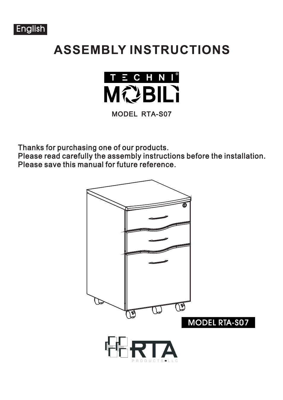 RTA Products RTA-S07 User Manual | 17 pages