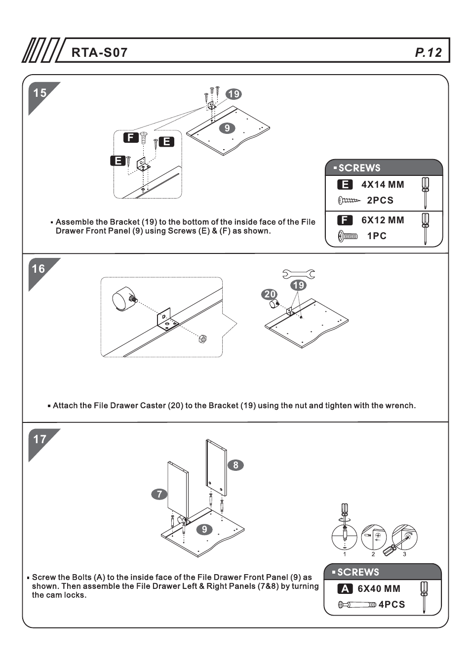 页 12, P.12 rta-s07 | RTA Products RTA-S07 User Manual | Page 12 / 17