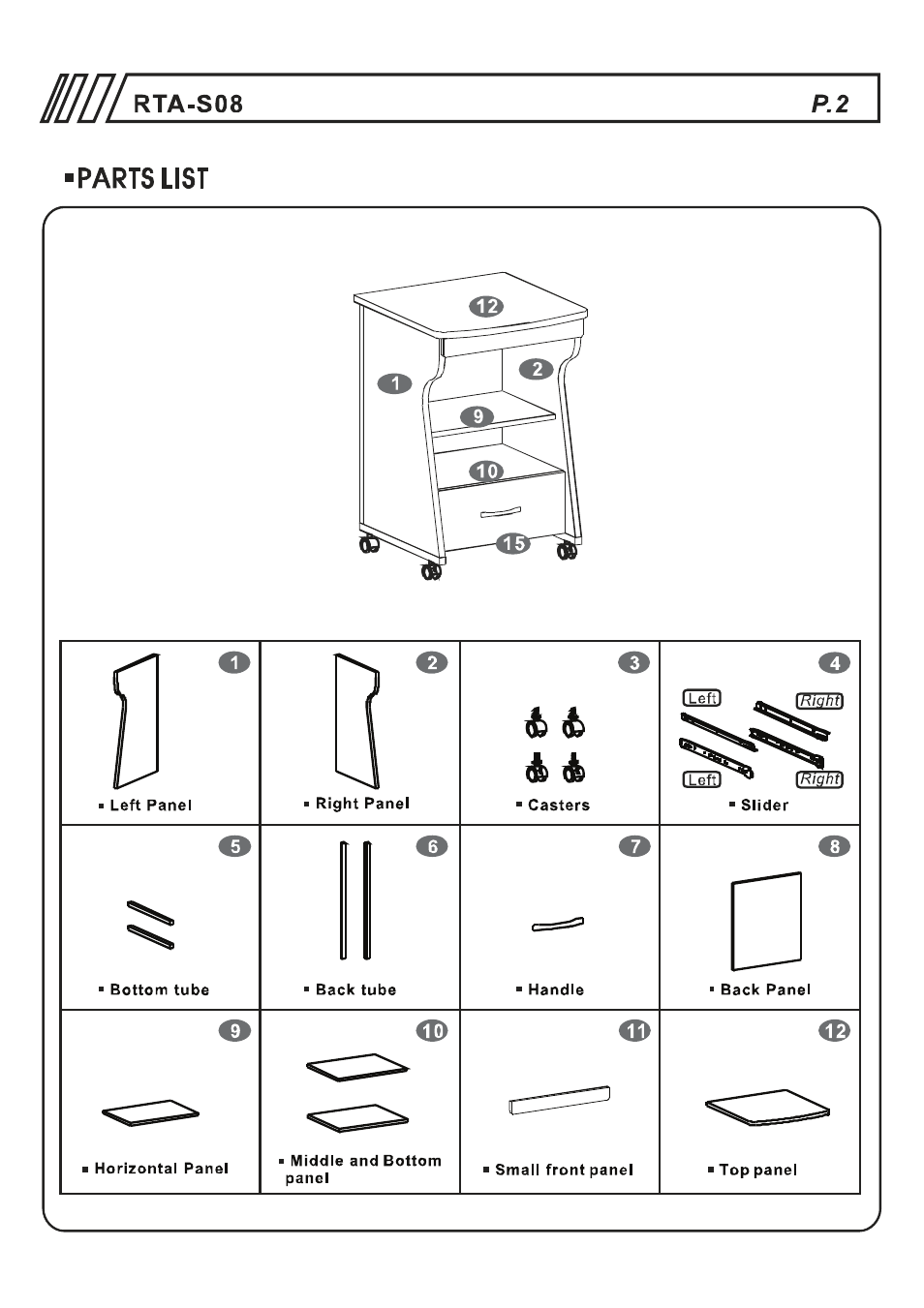 RTA Products RTA-S08 User Manual | Page 2 / 10