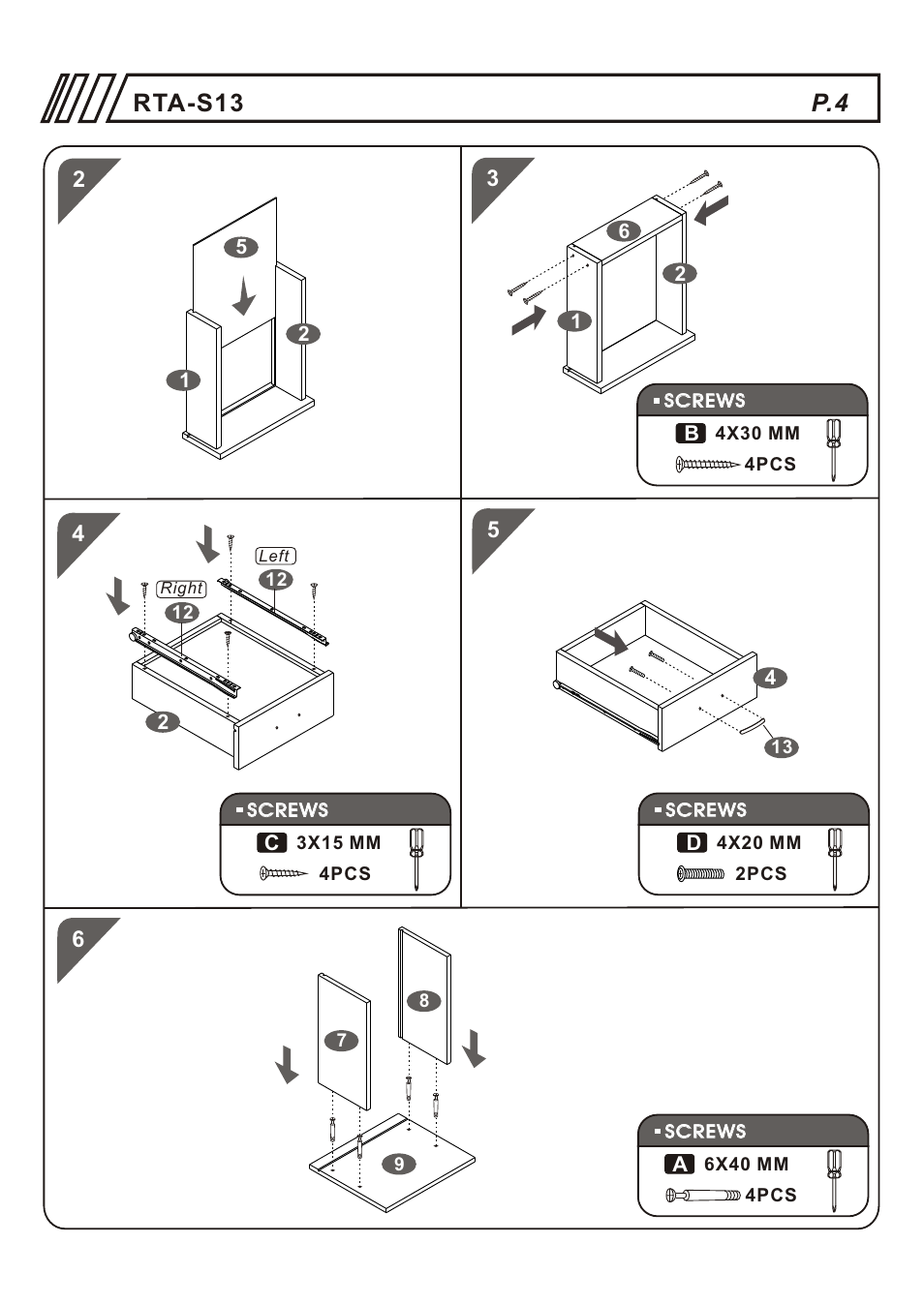 Т³гж 4, Rta-s13 | RTA Products RTA-S13 User Manual | Page 4 / 9