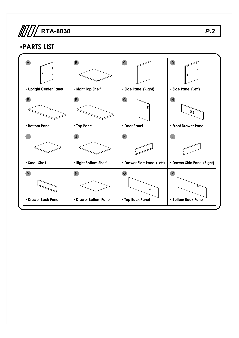 RTA Products RTA-8830 User Manual | Page 2 / 13
