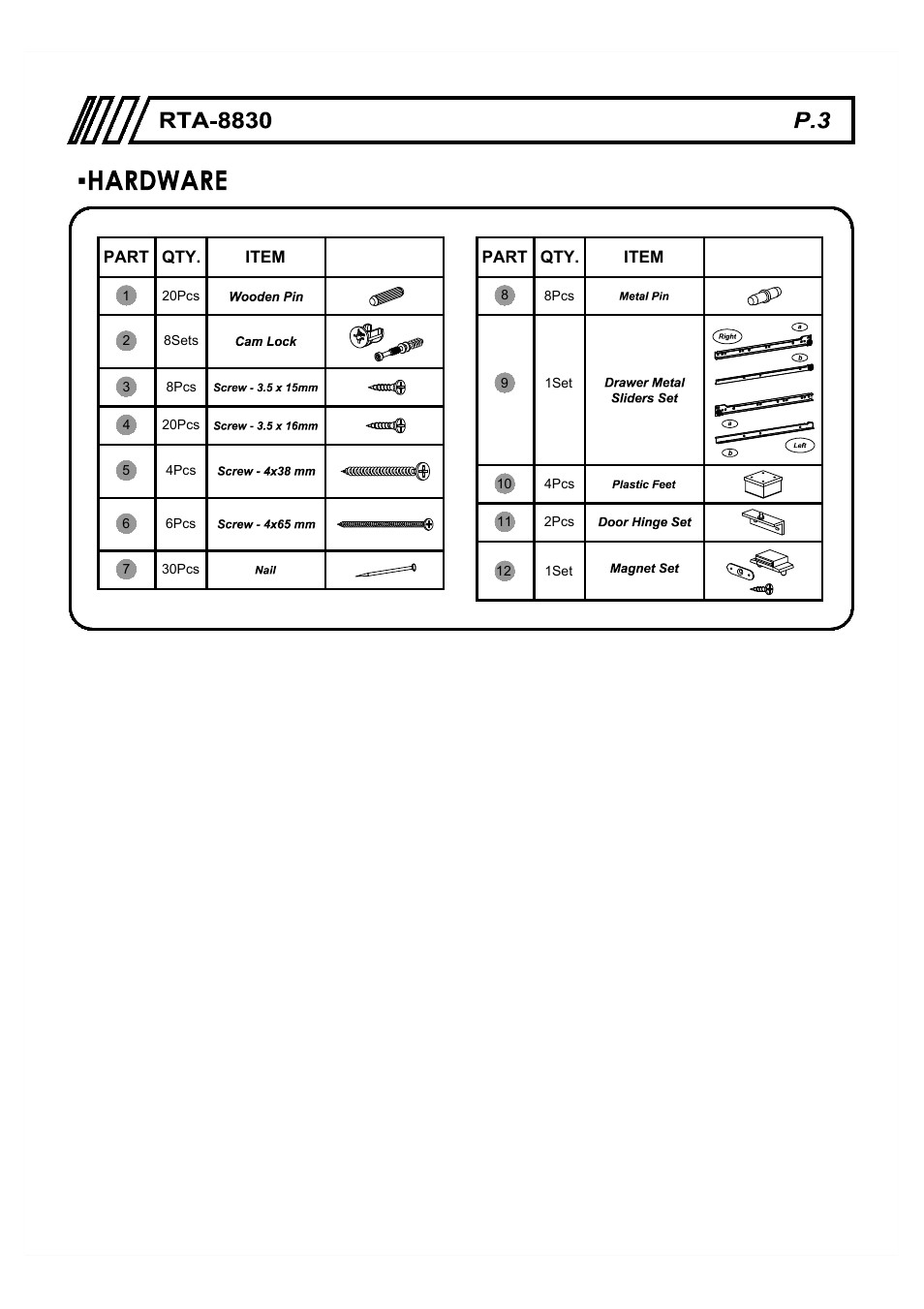 RTA Products RTA-8830 User Manual | Page 3 / 13