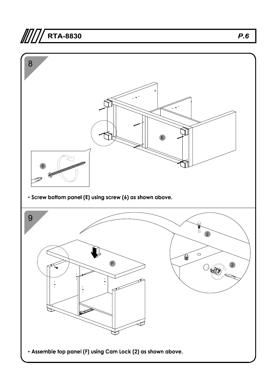 RTA Products RTA-8830 User Manual | Page 6 / 13