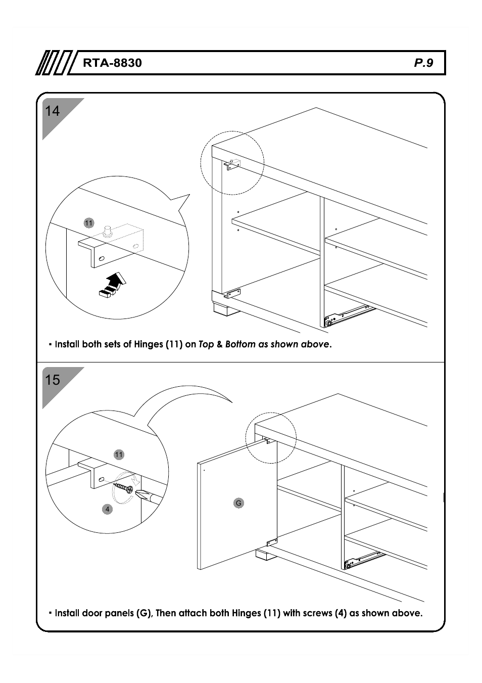 RTA Products RTA-8830 User Manual | Page 9 / 13