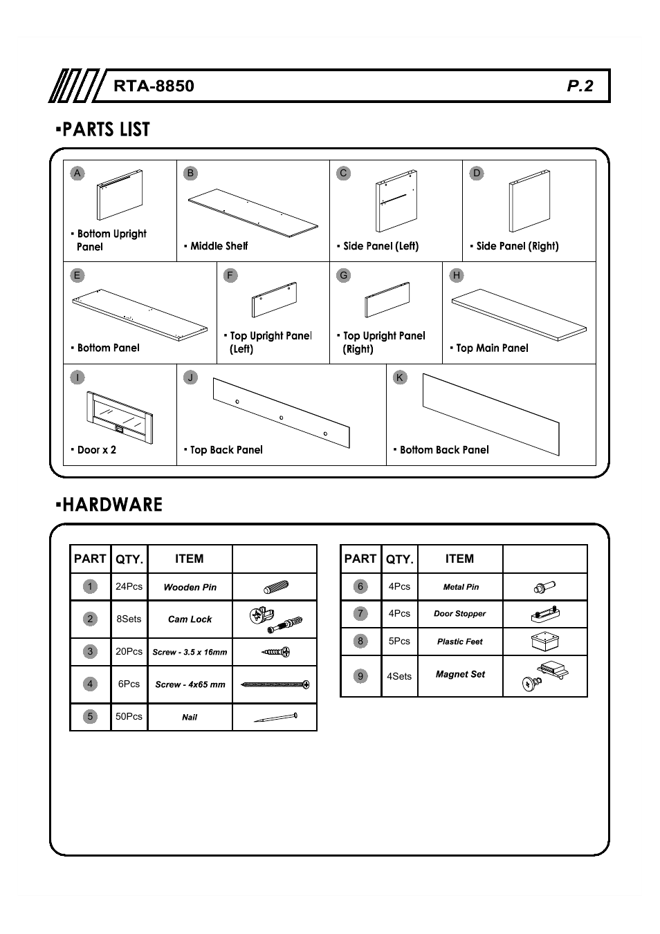 RTA Products RTA-8850 User Manual | Page 2 / 11