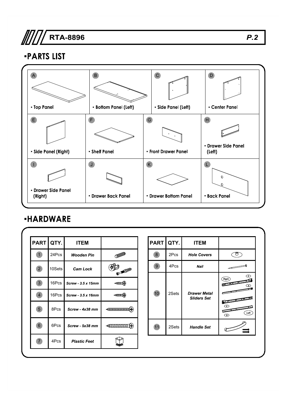 RTA Products RTA-8896 User Manual | Page 2 / 10