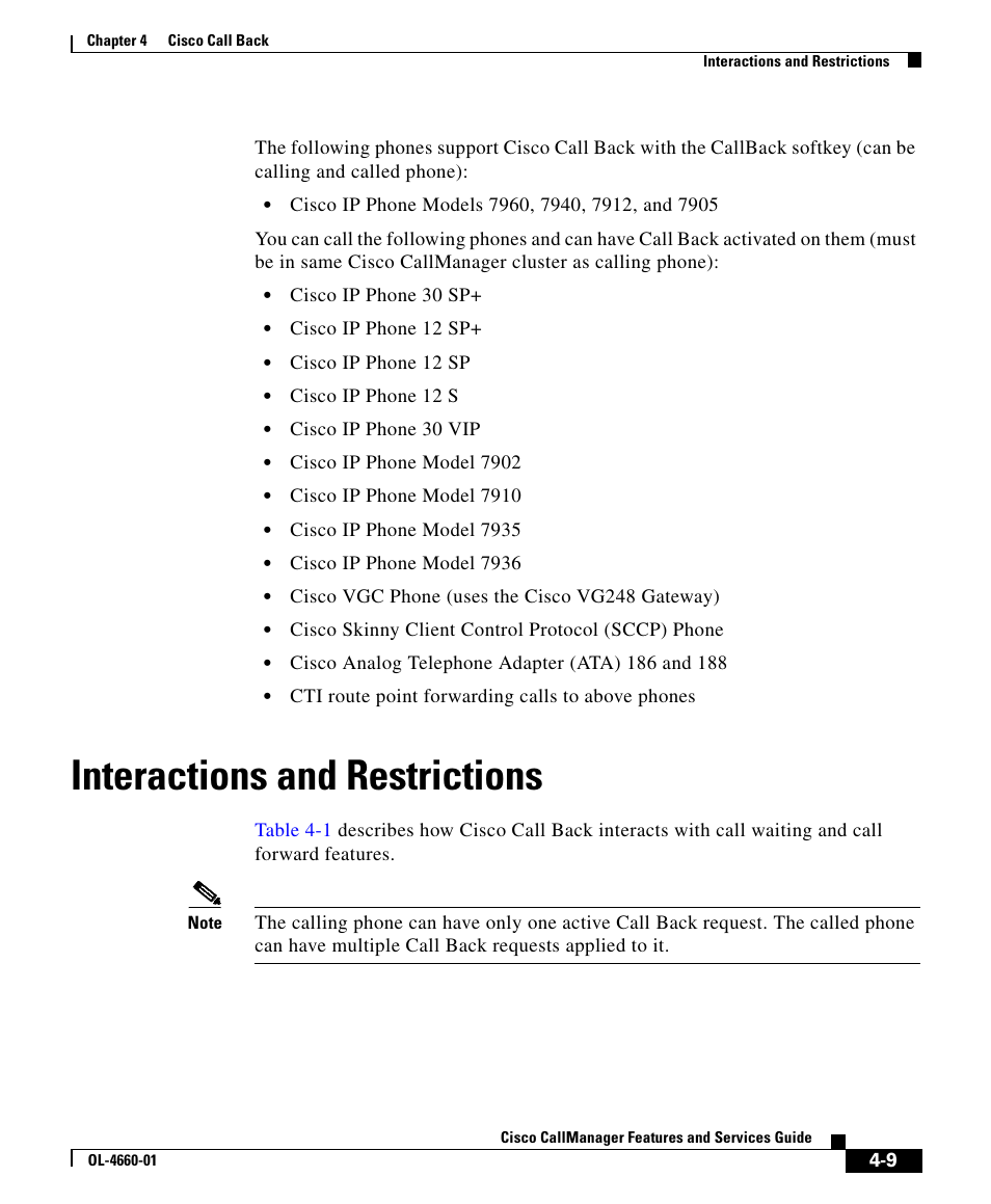 Interactions and restrictions | Cisco OL-4660-01 User Manual | Page 9 / 18