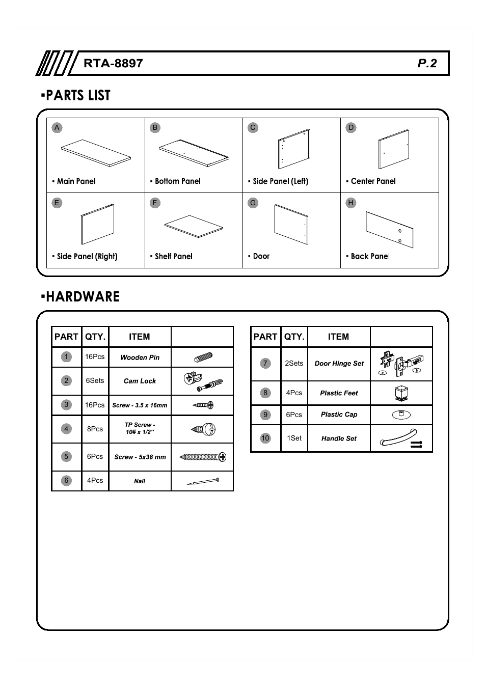 RTA Products RTA-8897 User Manual | Page 2 / 10