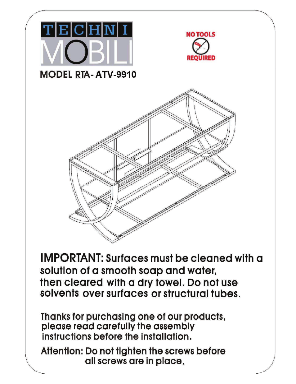 RTA Products RTA-9910 User Manual | 9 pages