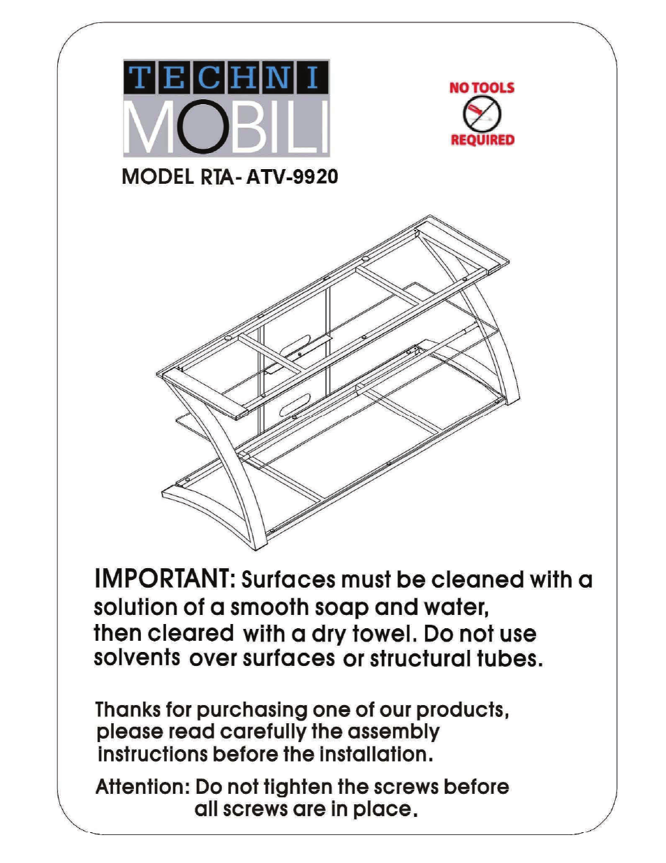 RTA Products RTA-9920 User Manual | 9 pages