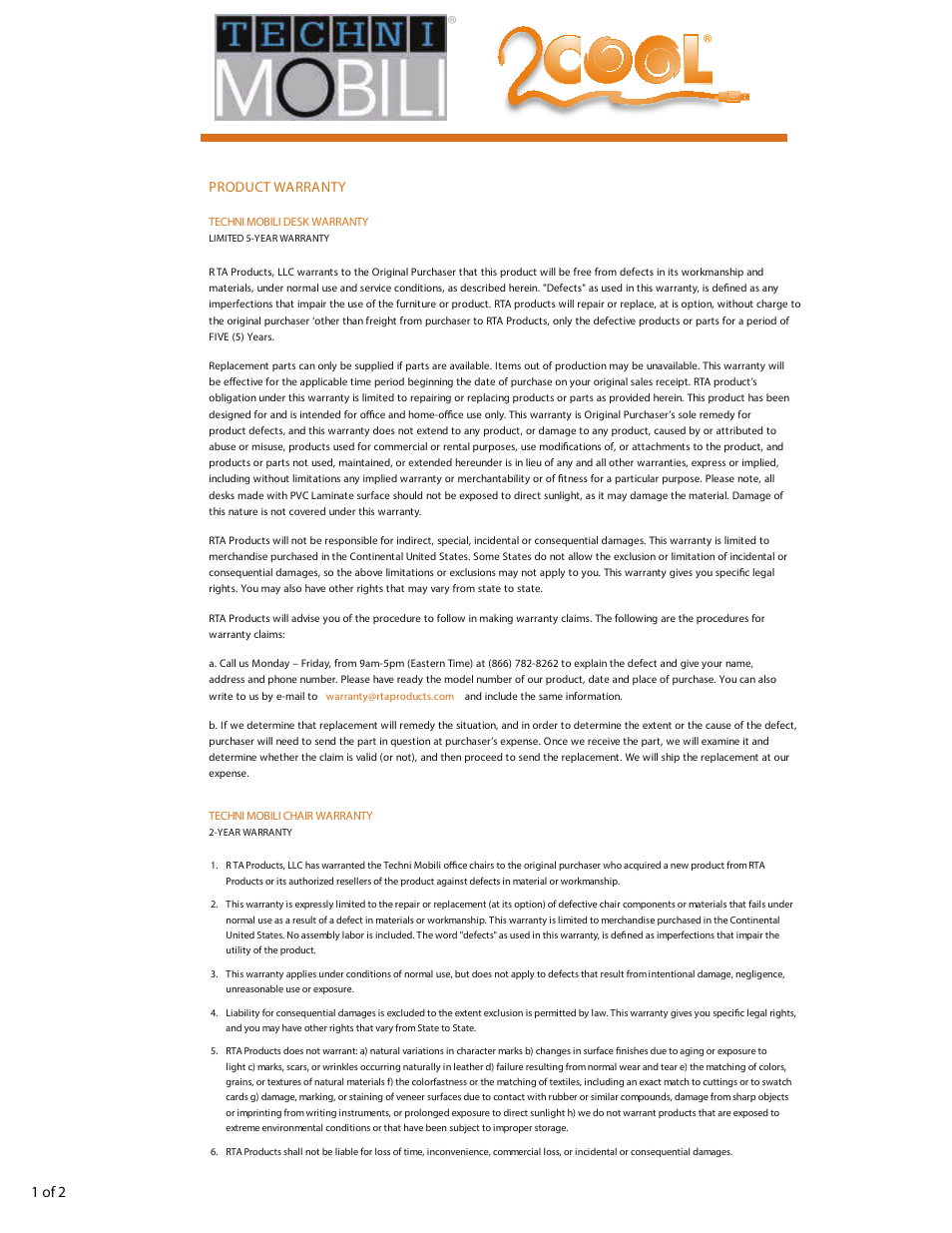 1 of 2 | RTA Products RTA-9920 User Manual | Page 8 / 9