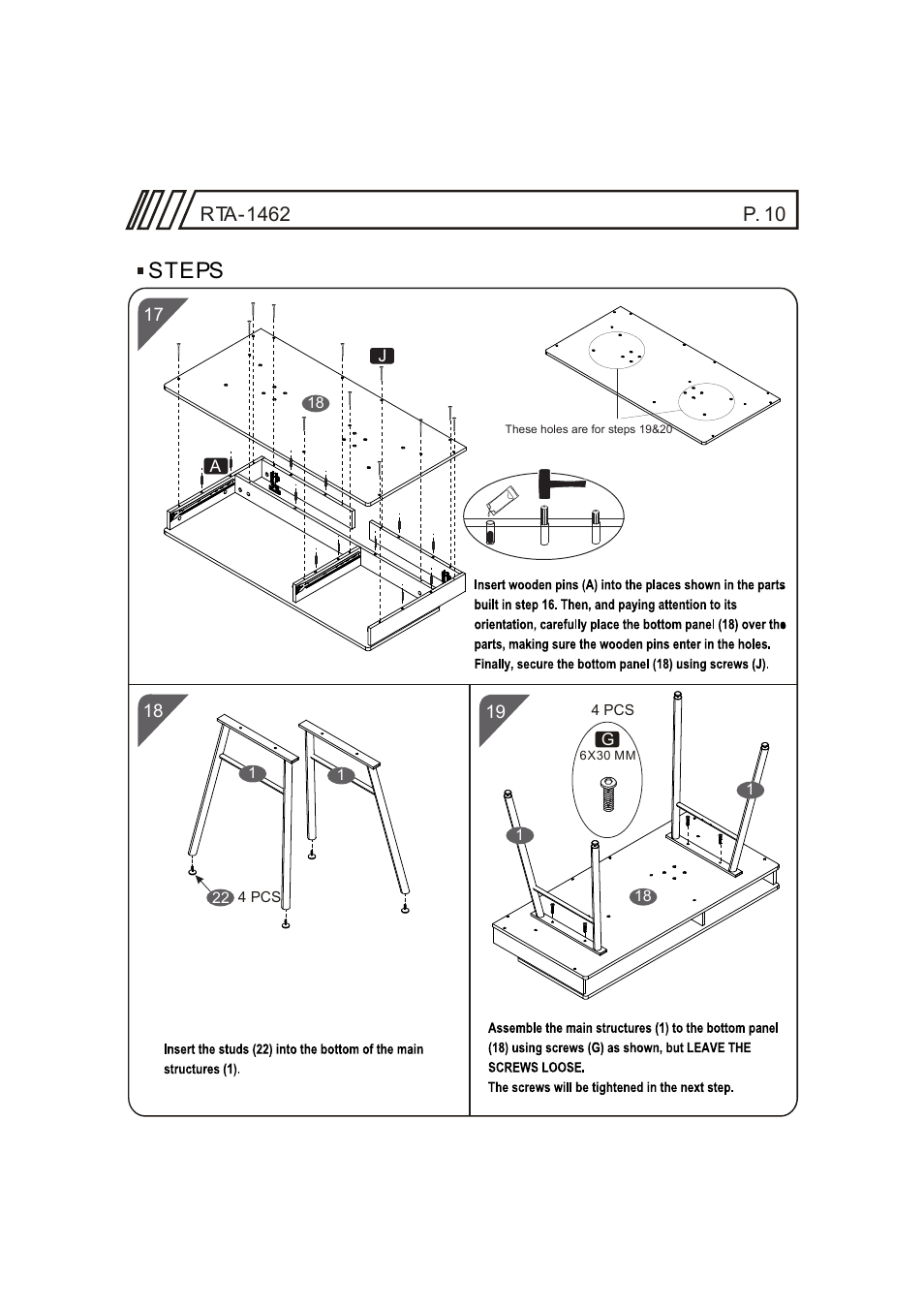 Steps | RTA Products RTA-1462 User Manual | Page 10 / 14