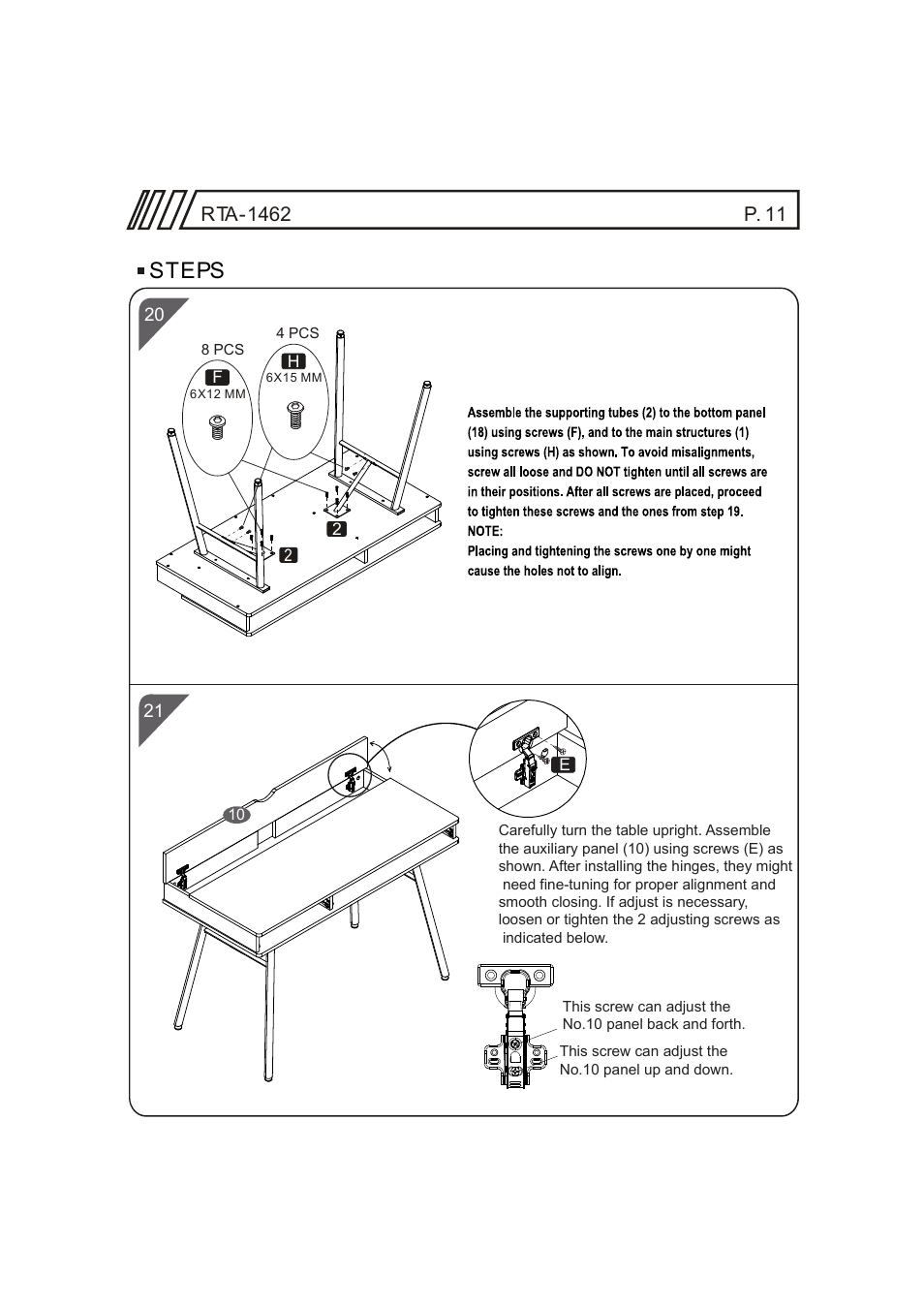 Steps | RTA Products RTA-1462 User Manual | Page 11 / 14