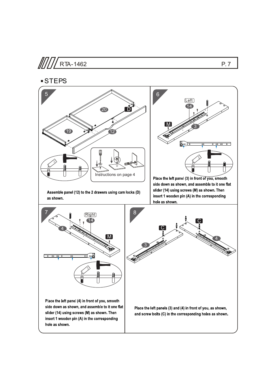 Steps | RTA Products RTA-1462 User Manual | Page 7 / 14