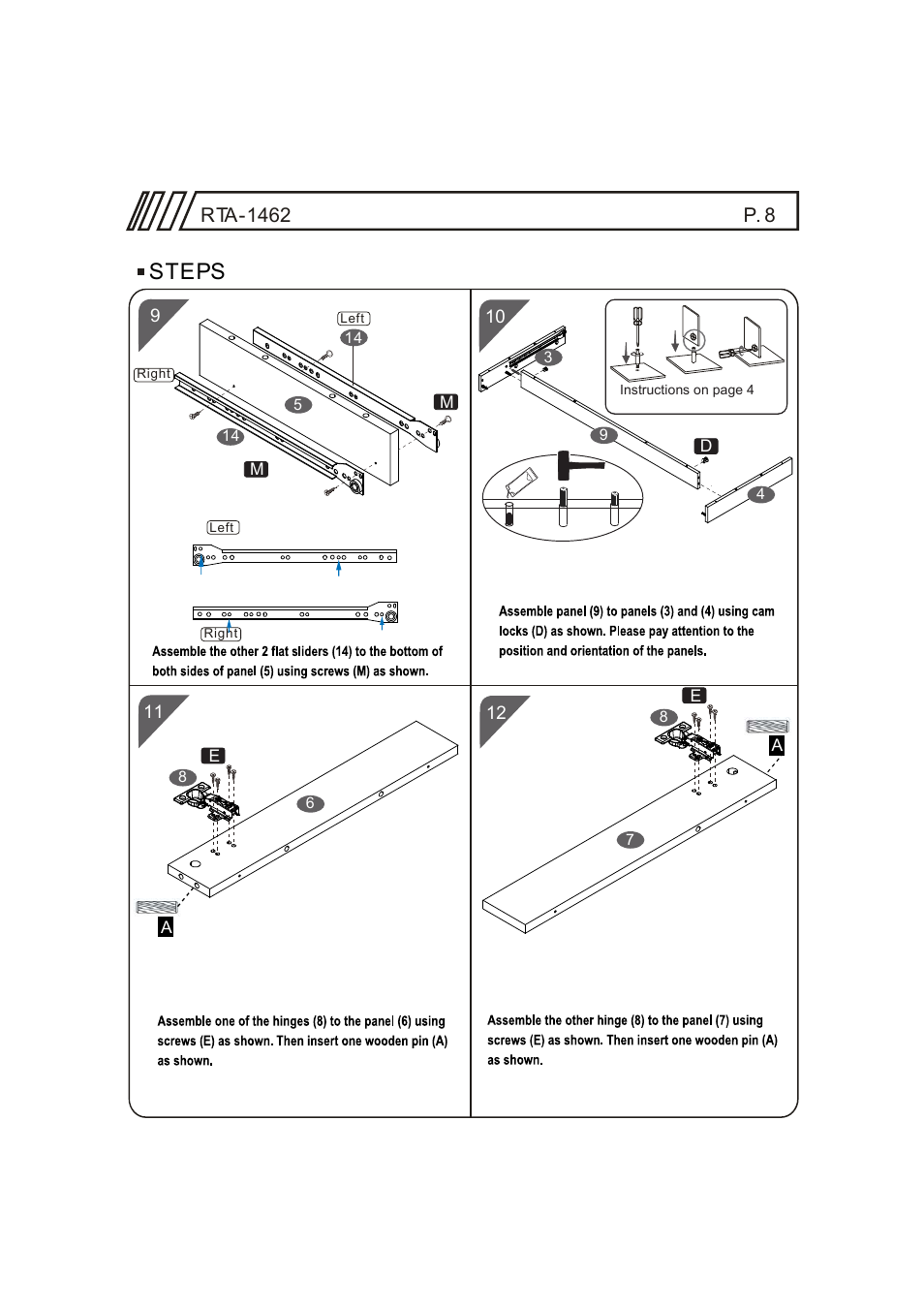 Steps | RTA Products RTA-1462 User Manual | Page 8 / 14