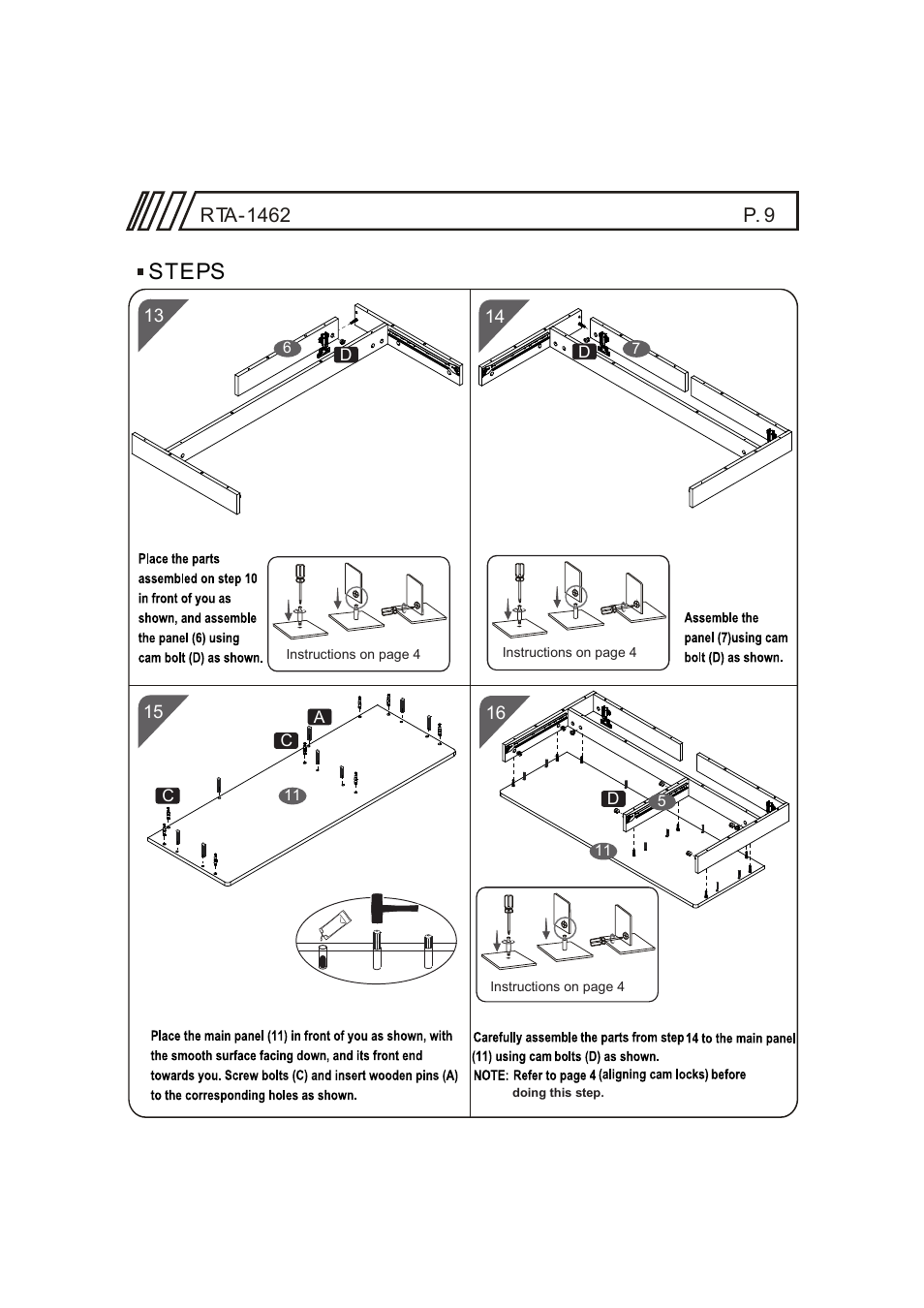 Steps | RTA Products RTA-1462 User Manual | Page 9 / 14