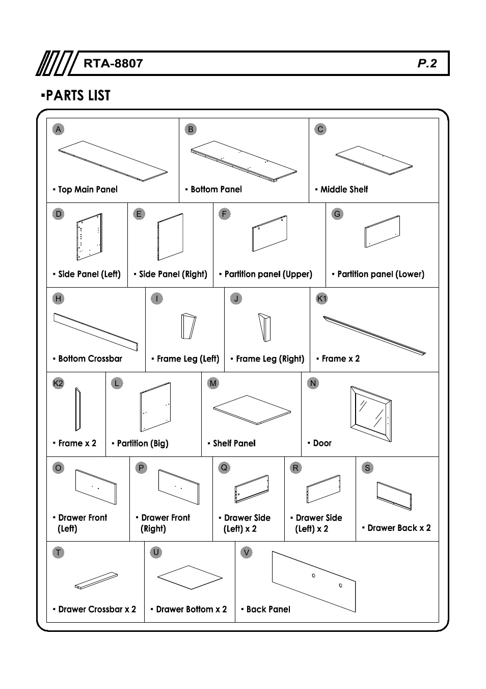 RTA Products RTA-8807 User Manual | Page 2 / 15