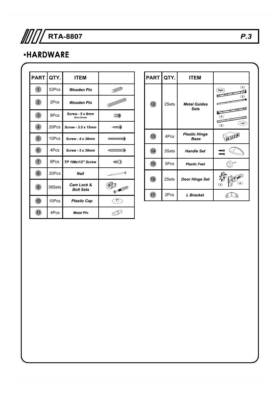 RTA Products RTA-8807 User Manual | Page 3 / 15