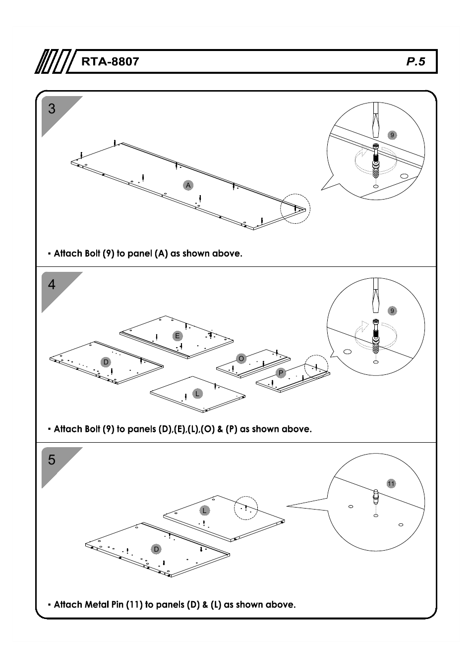 RTA Products RTA-8807 User Manual | Page 5 / 15