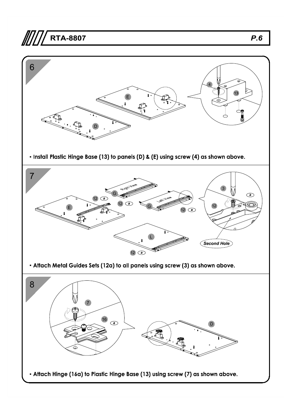 RTA Products RTA-8807 User Manual | Page 6 / 15