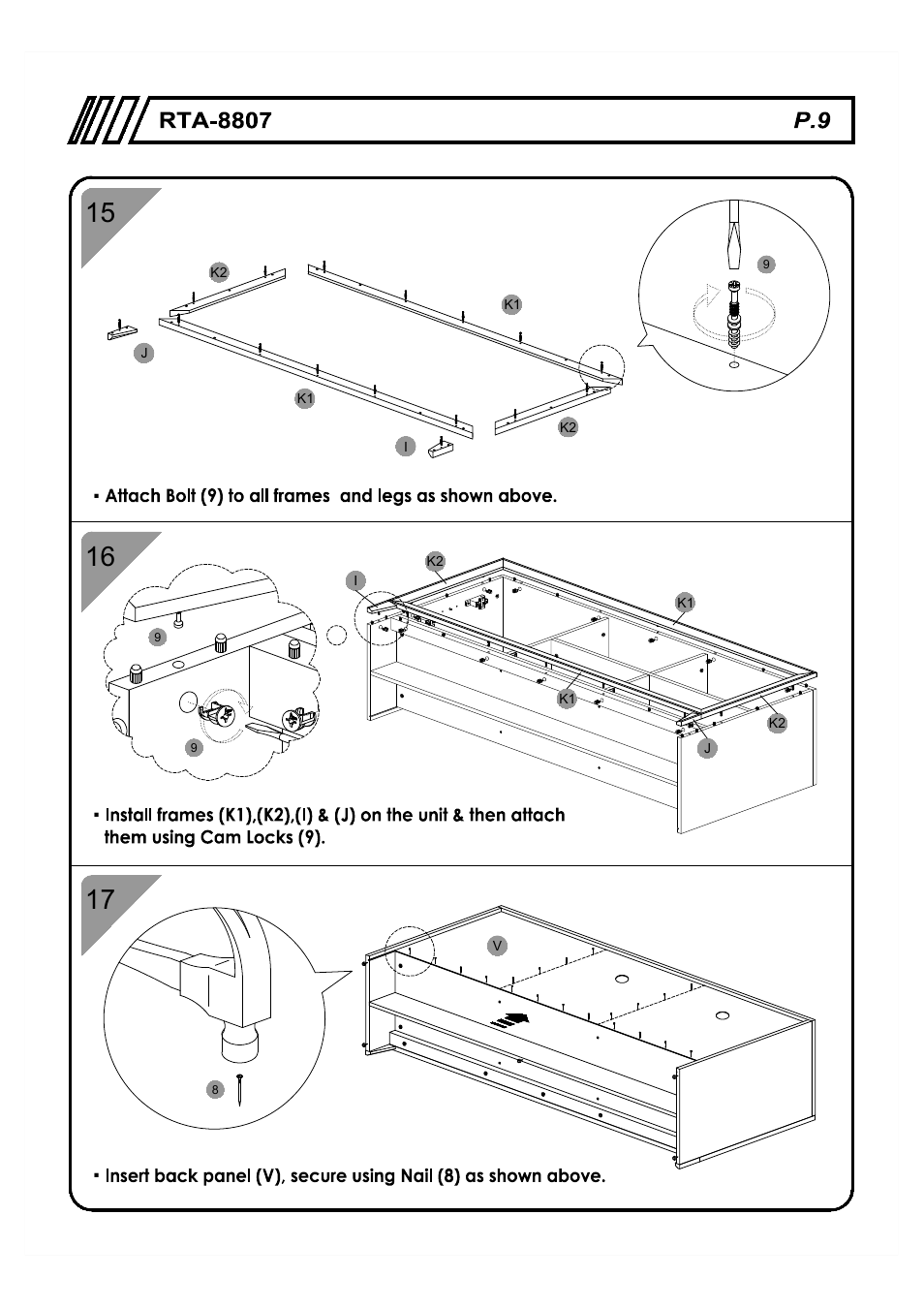 RTA Products RTA-8807 User Manual | Page 9 / 15