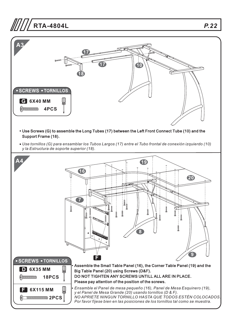页 22, Rta-4804l, P.22 | RTA Products RTA-4804L User Manual | Page 22 / 29