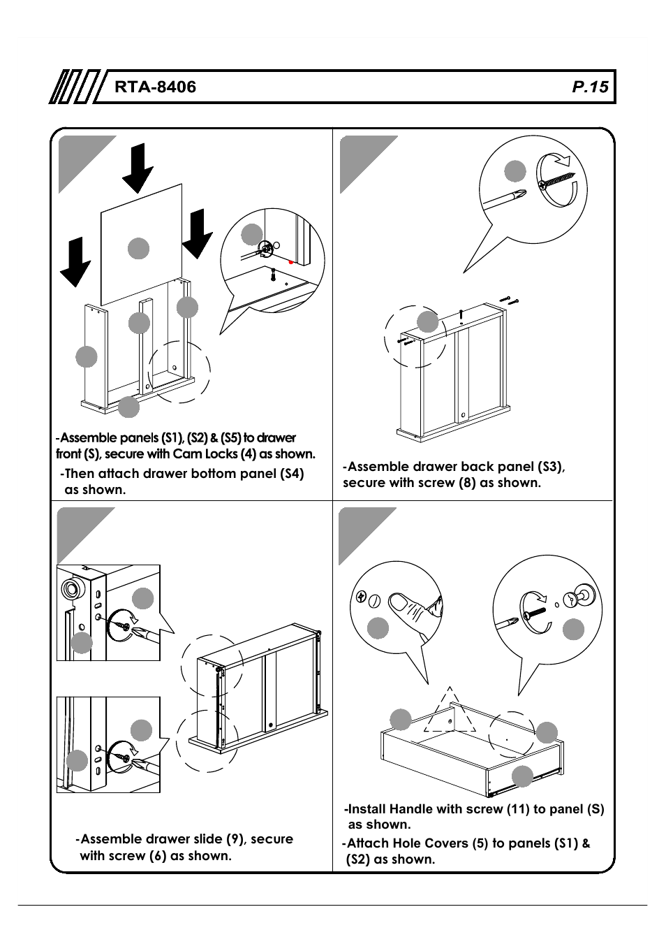 RTA Products RTA-8401 User Manual | Page 15 / 19
