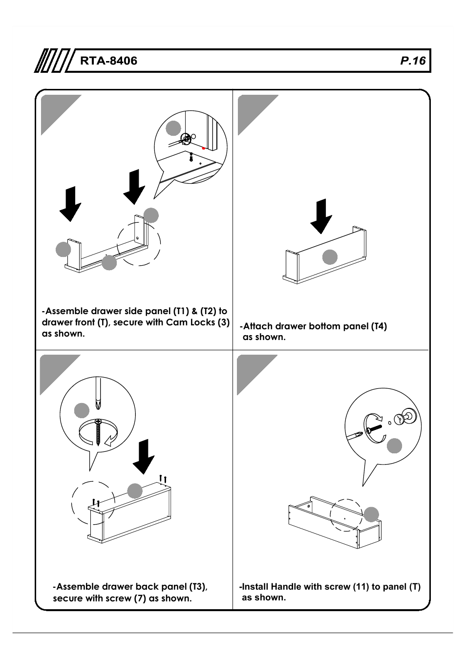 RTA Products RTA-8401 User Manual | Page 16 / 19
